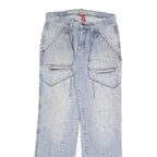 BIG STORM Mens Regular Fit Blue Denim Jeans W32 L34 Cargo Style Zip Closure