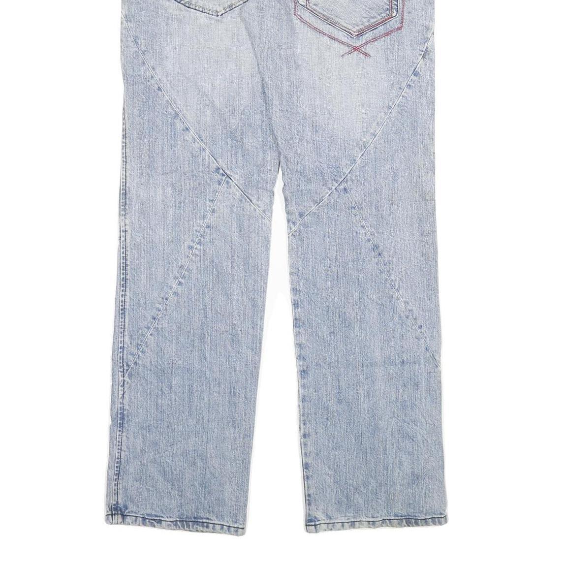 BIG STORM Mens Regular Fit Blue Denim Jeans W32 L34 Cargo Style Zip Closure