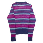 GANT Womens Patterned Cardigan Purple Crazy Pattern Button Neck Mohair XS