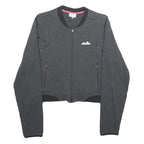 ELLESSE Womens Charcoal Bomber Jacket L Cotton Blend Plain Zip Casual Sportswear