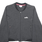 ELLESSE Womens Charcoal Bomber Jacket L Cotton Blend Plain Zip Casual Sportswear