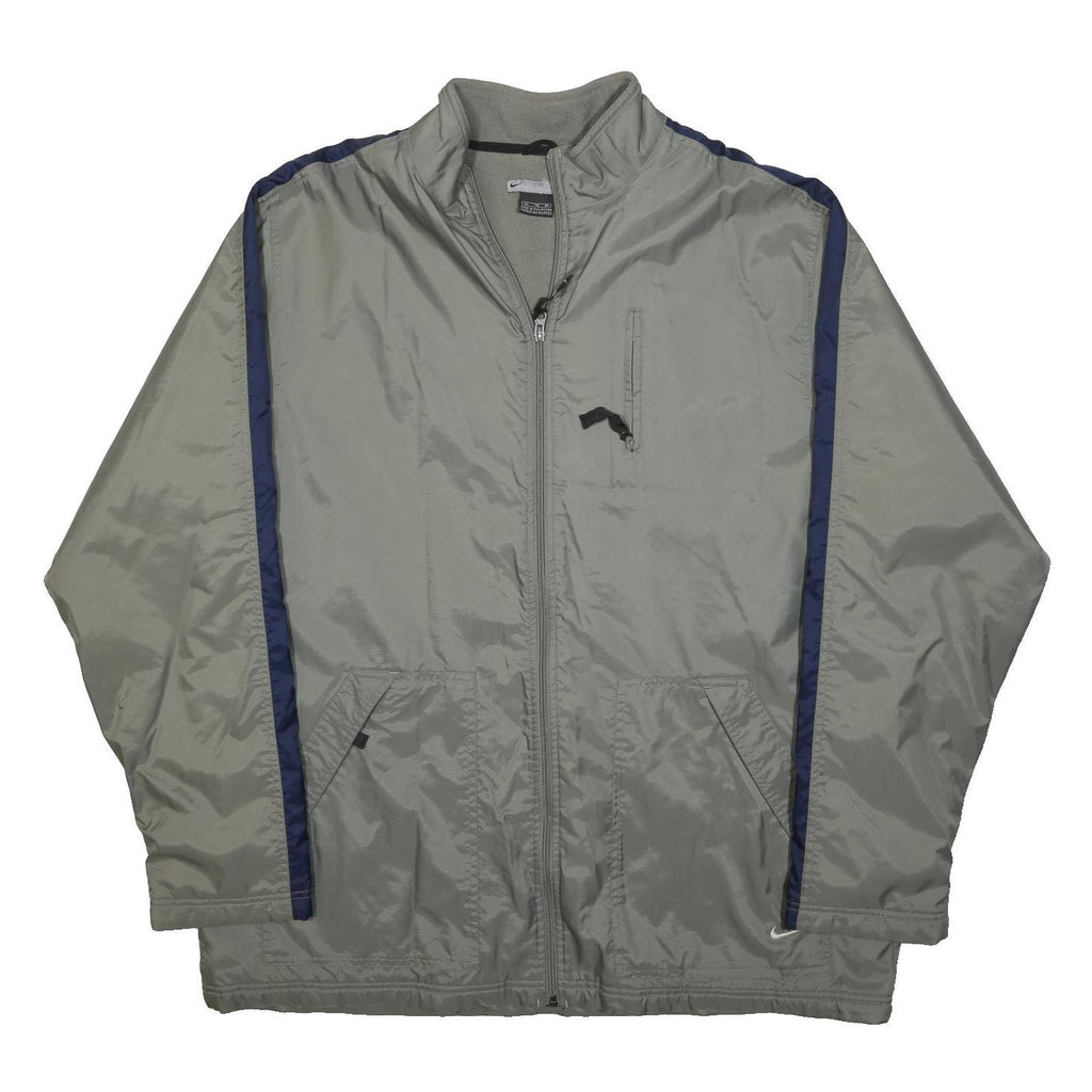 NIKE Mens Grey & Navy Track Jacket XL Polyester Zip Plain Sports Casual