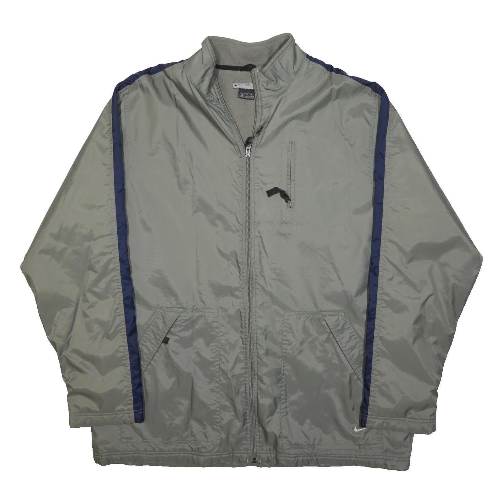 NIKE Mens Grey & Navy Track Jacket XL Polyester Zip Plain Sports Casual