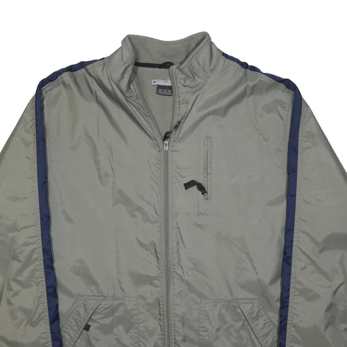 NIKE Mens Grey & Navy Track Jacket XL Polyester Zip Plain Sports Casual