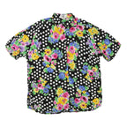 RASPBERRY Womens Black & White Polka Dot Floral Printed Shirt Short Sleeve
