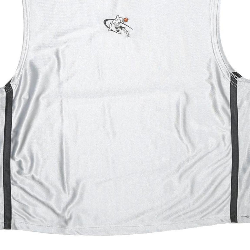 AND 1 BASKETBALL Mens White & Grey Sleeveless V-Neck Graphic Tank Top L