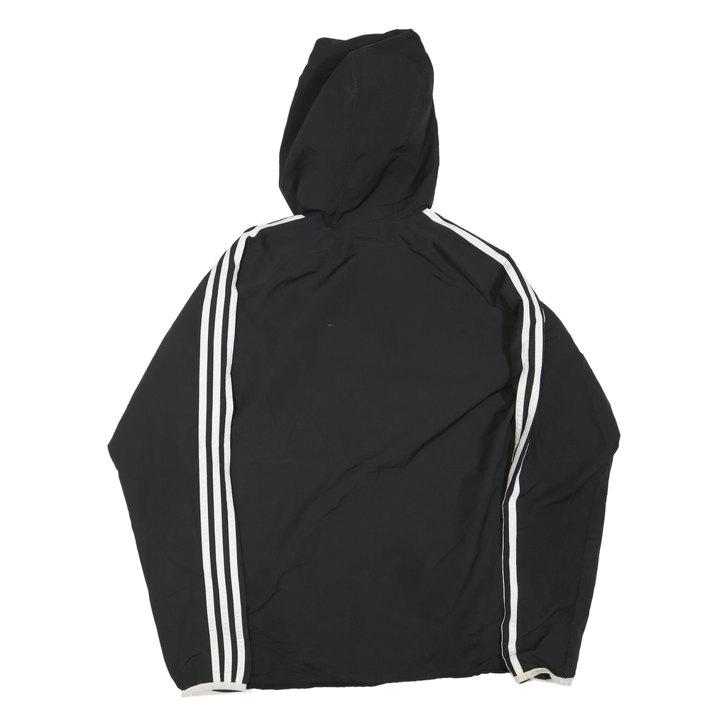 ADIDAS Womens Black & White Athletic Jacket UK 18 Polyester Blend Zip Hooded