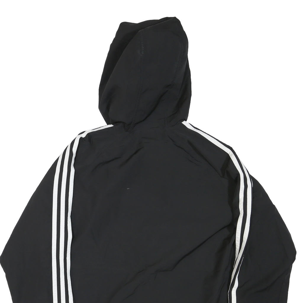 ADIDAS Womens Black & White Athletic Jacket UK 18 Polyester Blend Zip Hooded