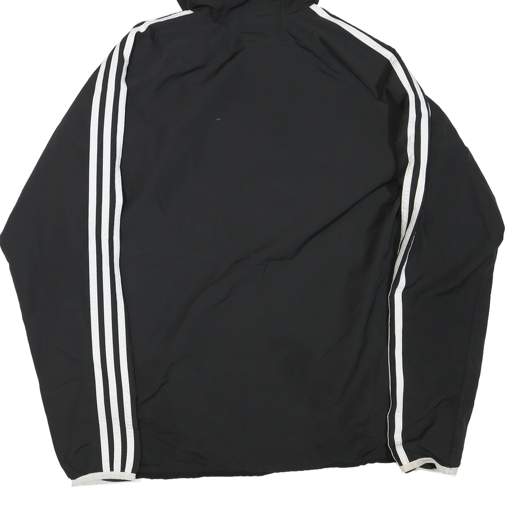 ADIDAS Womens Black & White Athletic Jacket UK 18 Polyester Blend Zip Hooded