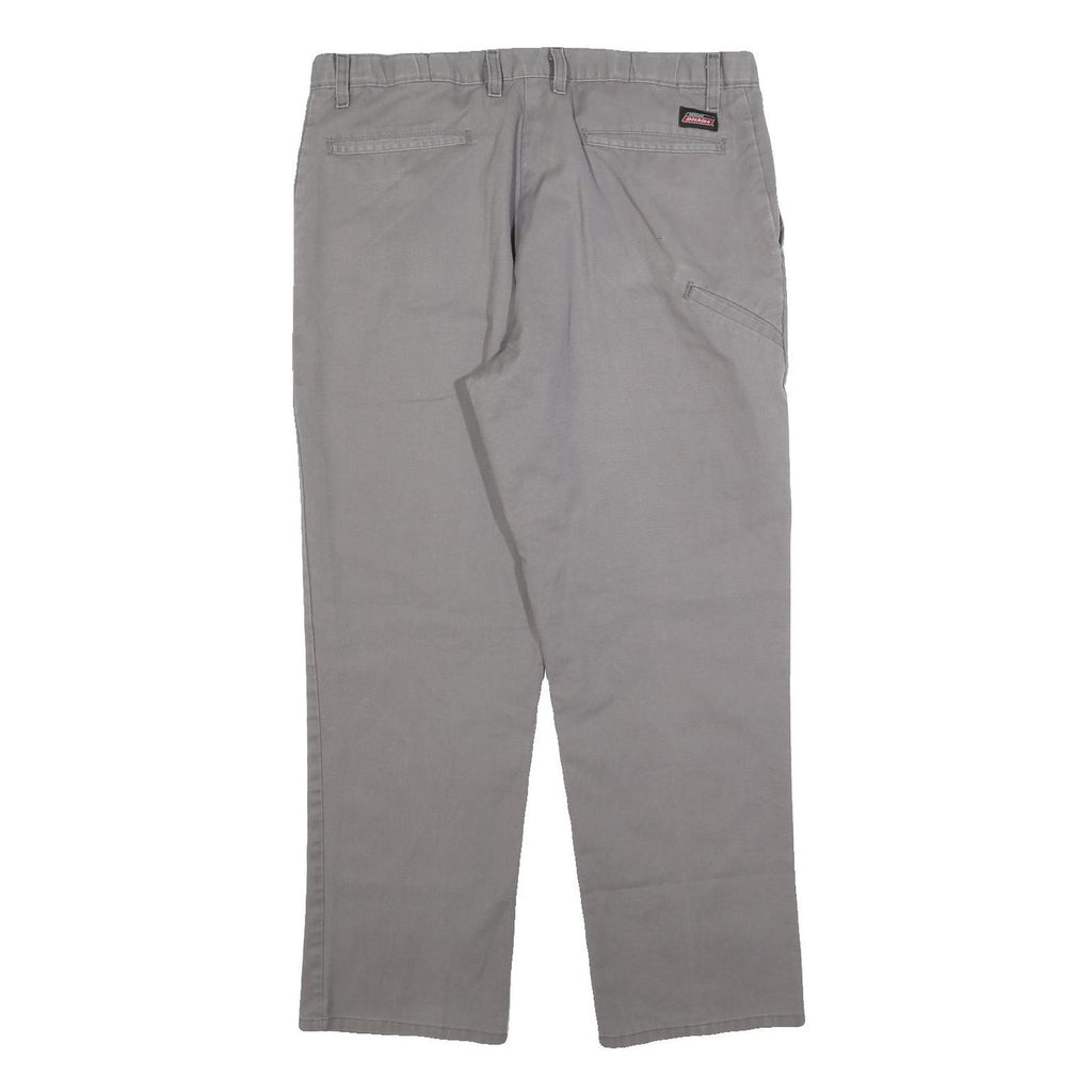 DICKIES Mens Cotton Blend Grey Regular Fit Straight Trousers W36 L30 Workwear