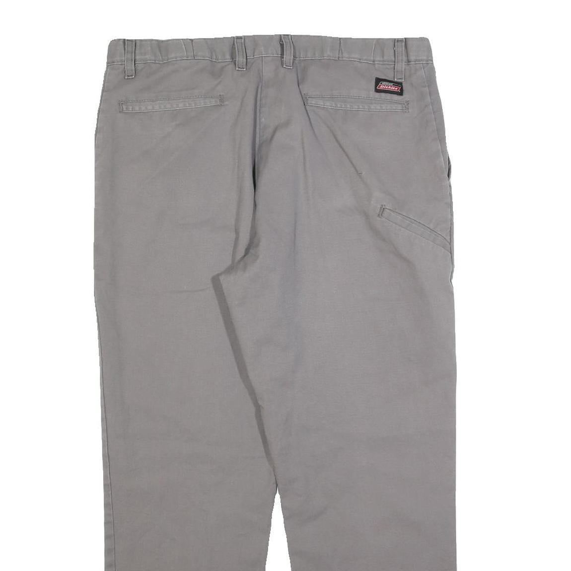 DICKIES Mens Cotton Blend Grey Regular Fit Straight Trousers W36 L30 Workwear