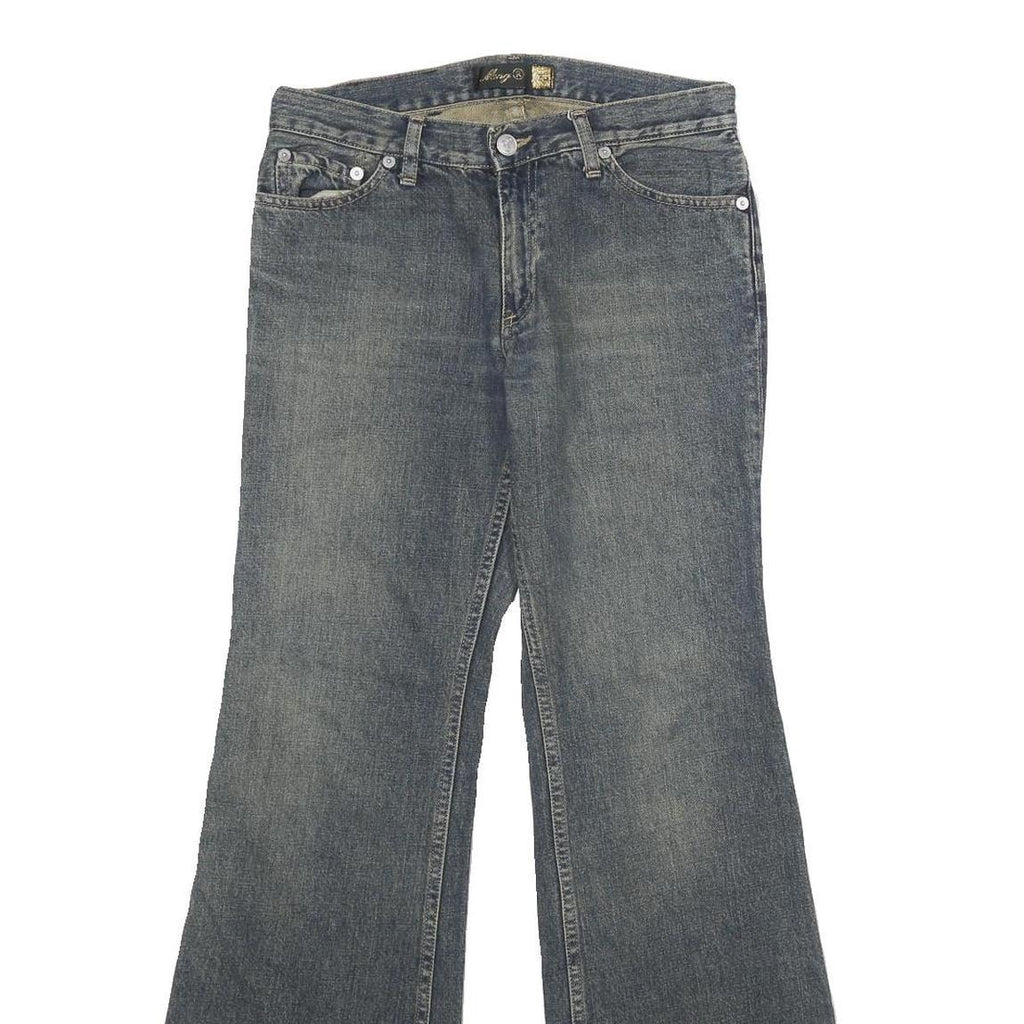MNG Womens Jeans Blue Regular Flared Denim Medium W25 L31 Frayed Hem