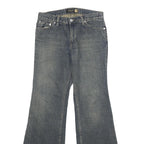 MNG Womens Jeans Blue Regular Flared Denim Medium W25 L31 Frayed Hem