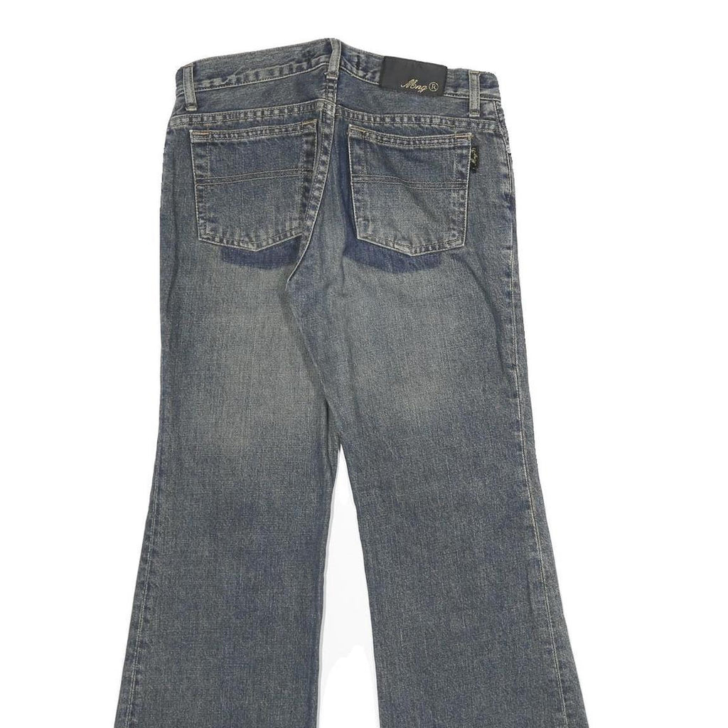 MNG Womens Jeans Blue Regular Flared Denim Medium W25 L31 Frayed Hem