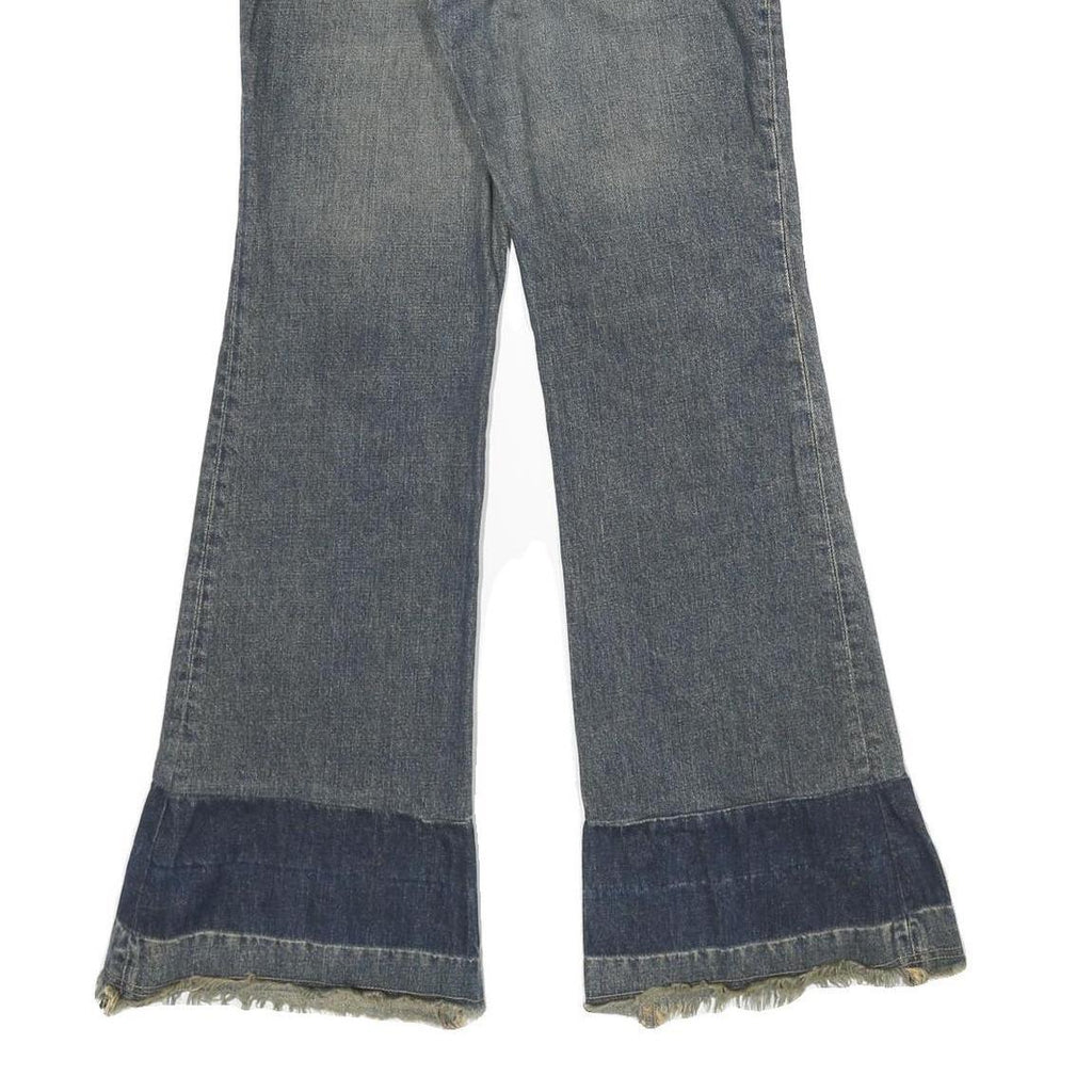 MNG Womens Jeans Blue Regular Flared Denim Medium W25 L31 Frayed Hem