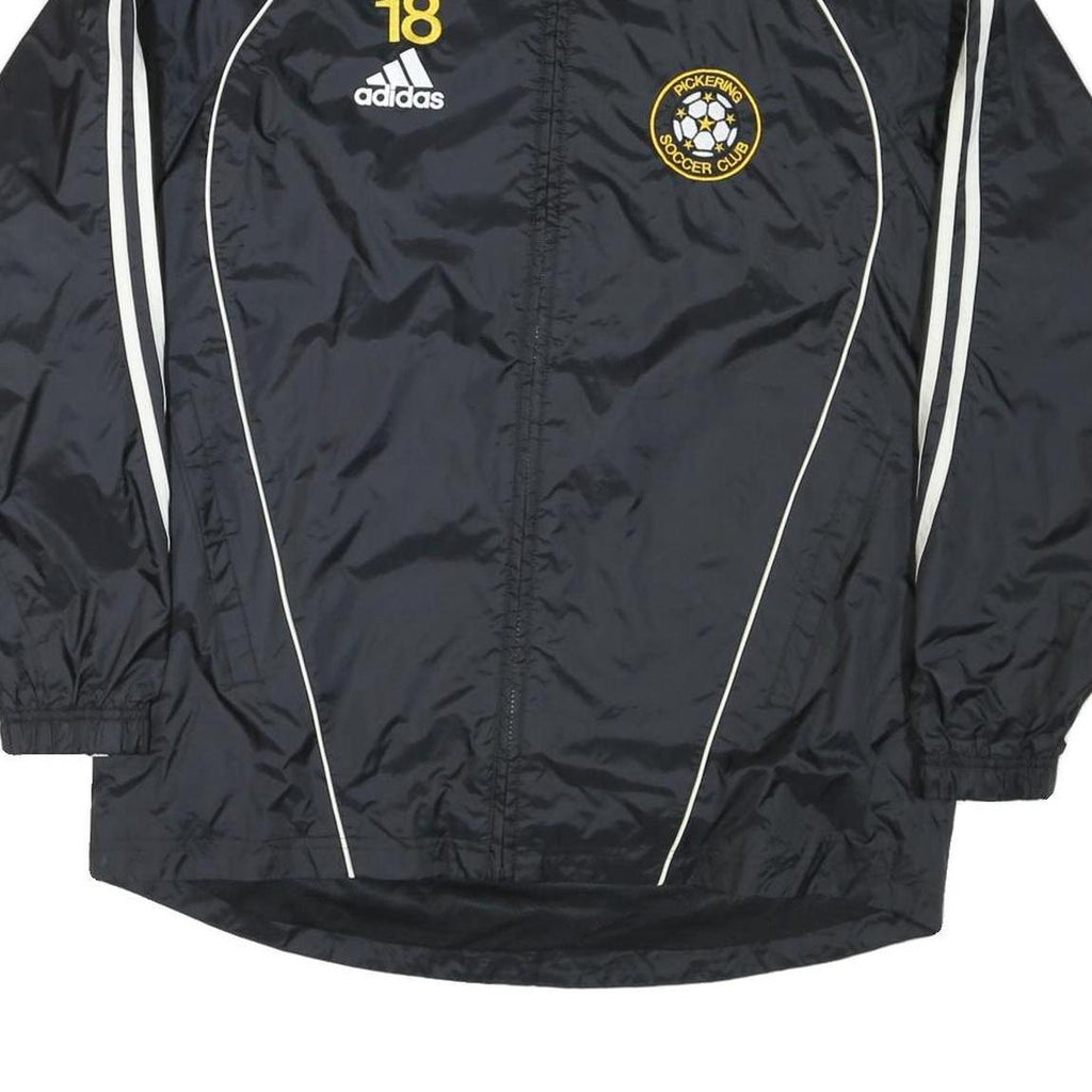 ADIDAS Womens Black Nylon Zip Jacket L Sports Pickering Soccer Club Logo