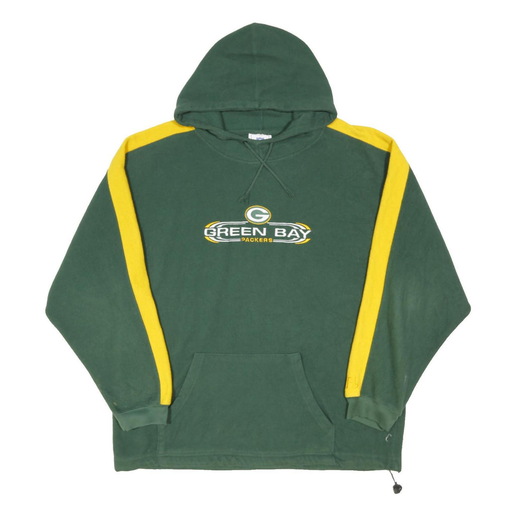 NFL Mens Green & Yellow Green Bay Packers Hooded Jacket XL Polyester Blend