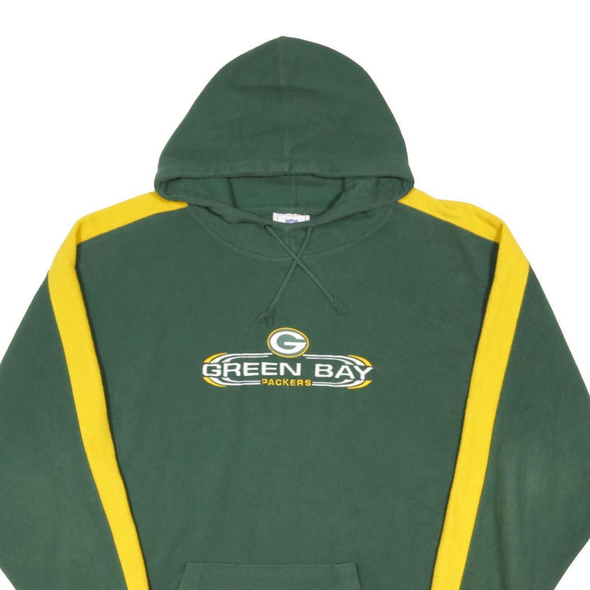 NFL Mens Green & Yellow Green Bay Packers Hooded Jacket XL Polyester Blend