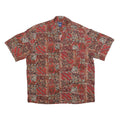 HIGH SIERRA Mens Red Patterned Linen Blend Shirt L Casual Summer Short Sleeve