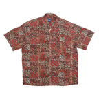 HIGH SIERRA Mens Red Patterned Linen Blend Shirt L Casual Summer Short Sleeve