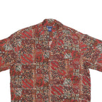HIGH SIERRA Mens Red Patterned Linen Blend Shirt L Casual Summer Short Sleeve