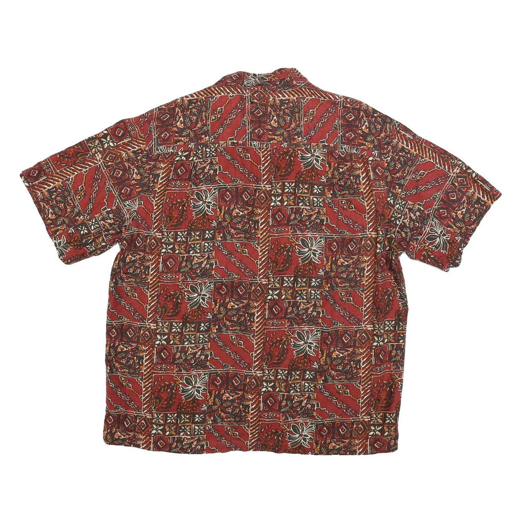 HIGH SIERRA Mens Red Patterned Linen Blend Shirt L Casual Summer Short Sleeve