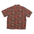 HIGH SIERRA Mens Red Patterned Linen Blend Shirt L Casual Summer Short Sleeve