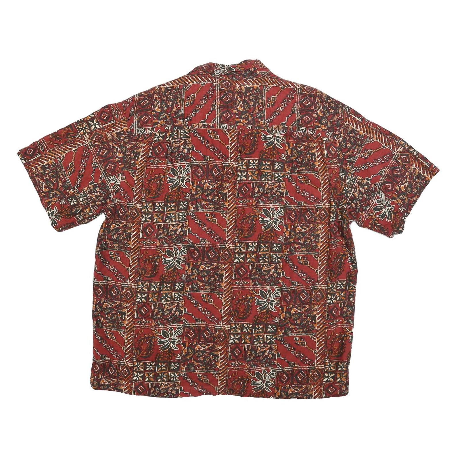 HIGH SIERRA Mens Red Patterned Linen Blend Shirt L Casual Summer Short Sleeve