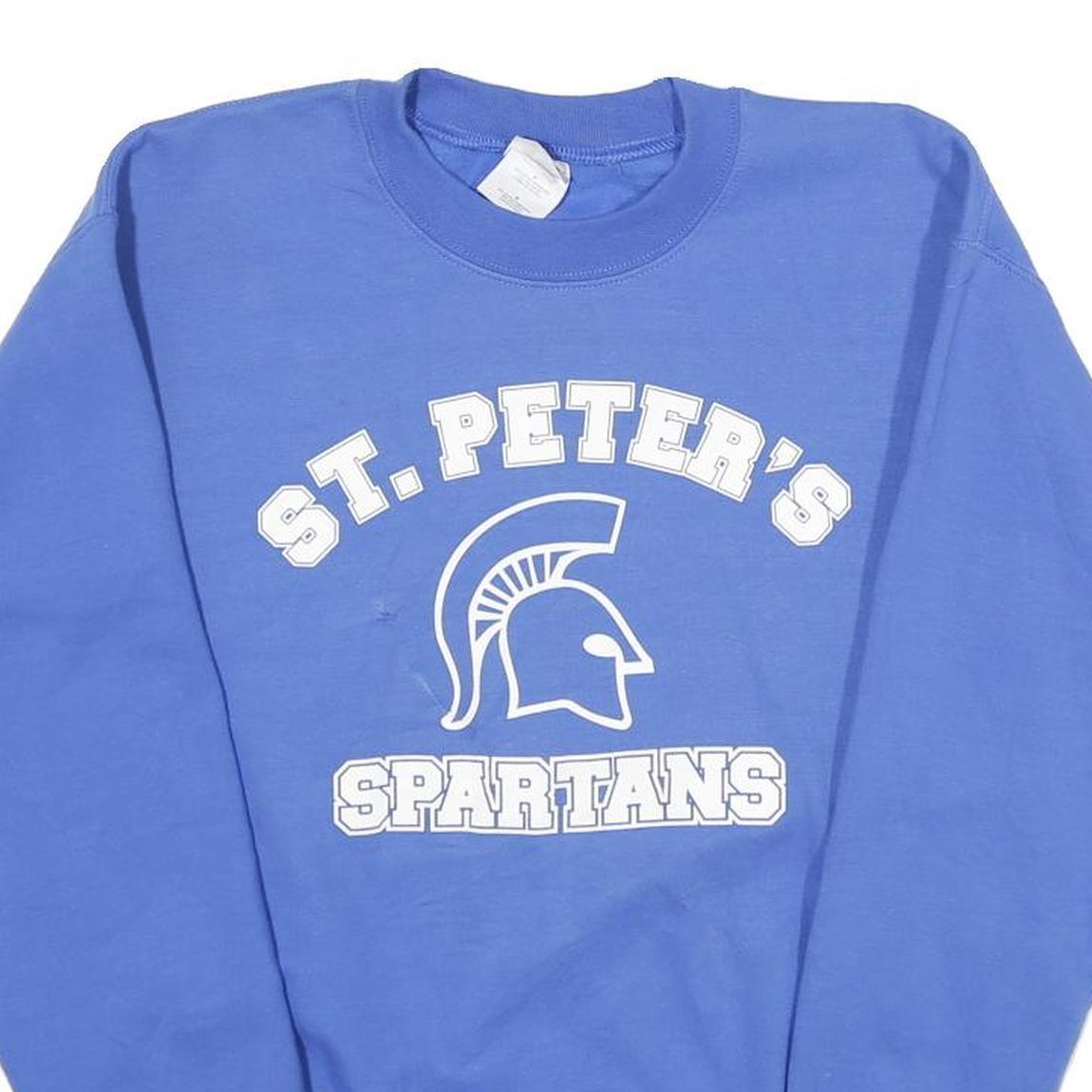 GILDAN Mens Blue St. Peter's Spartans Crew Neck S Sweatshirt Printed Logo