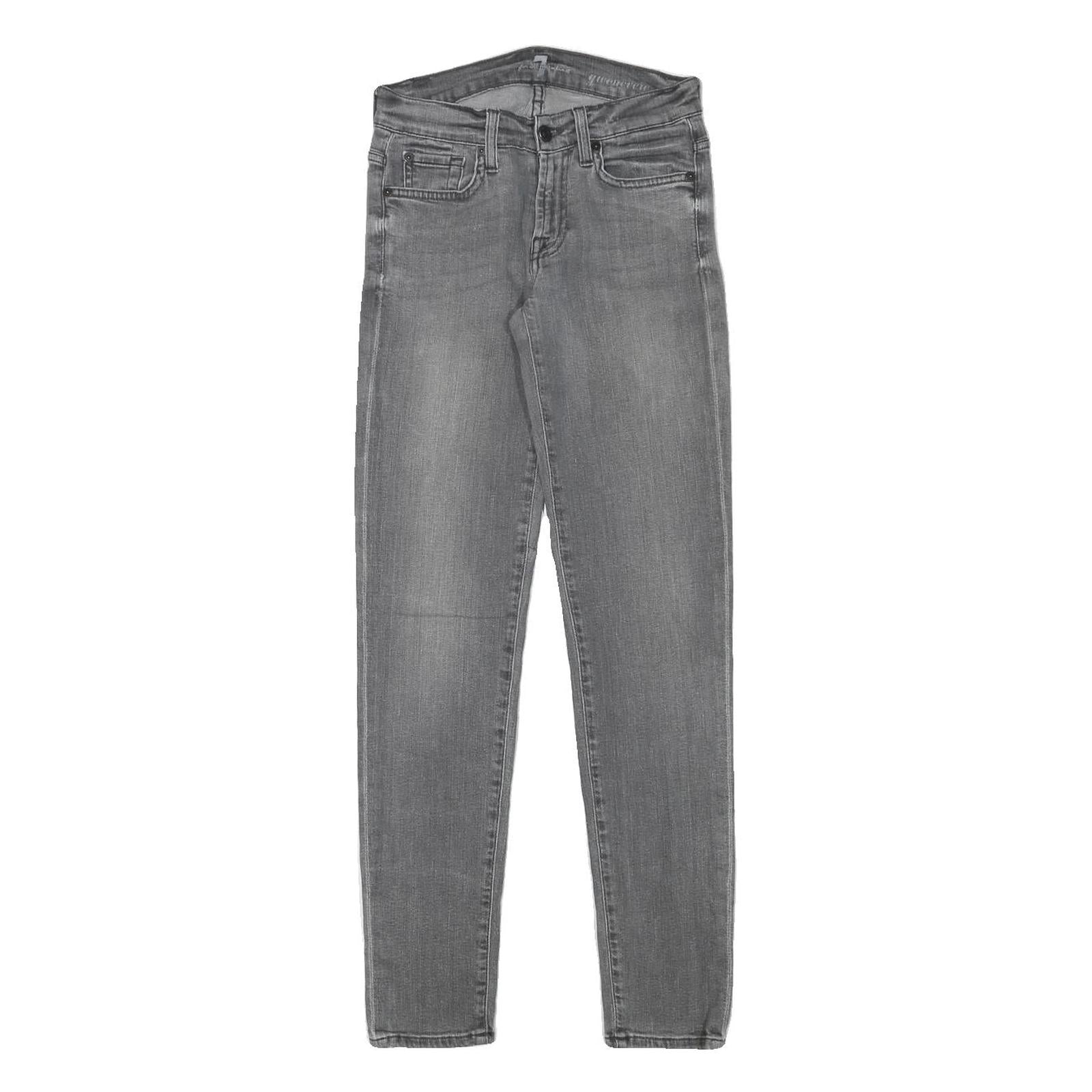 7 FOR ALL MANKIND Womens Slim Grey Denim Cotton Blend Zip Jeans W24 L28