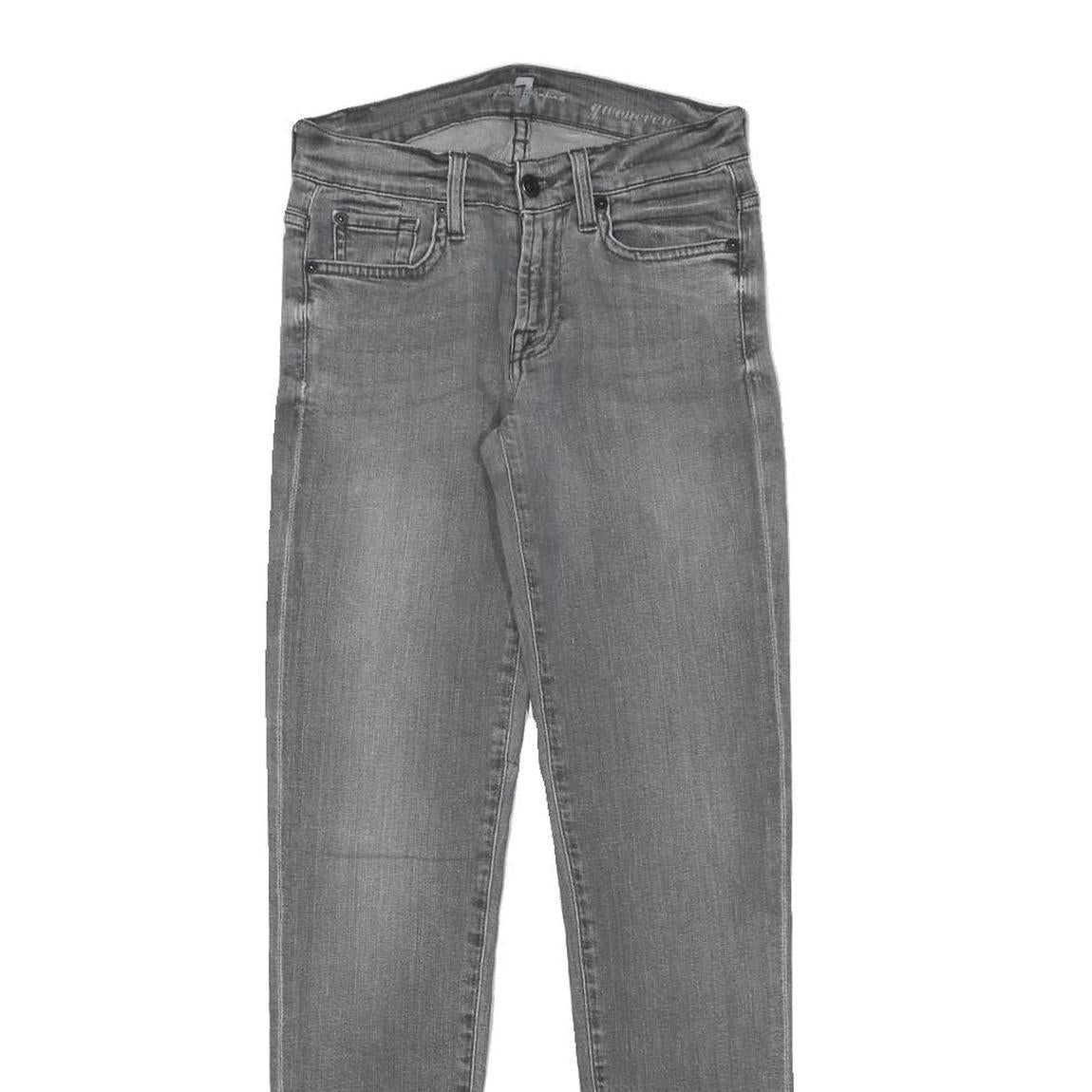 7 FOR ALL MANKIND Womens Slim Grey Denim Cotton Blend Zip Jeans W24 L28