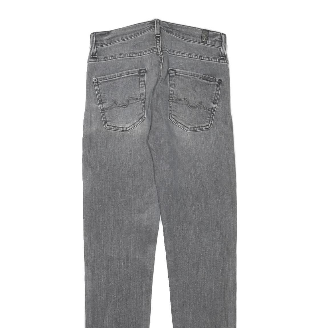 7 FOR ALL MANKIND Womens Slim Grey Denim Cotton Blend Zip Jeans W24 L28