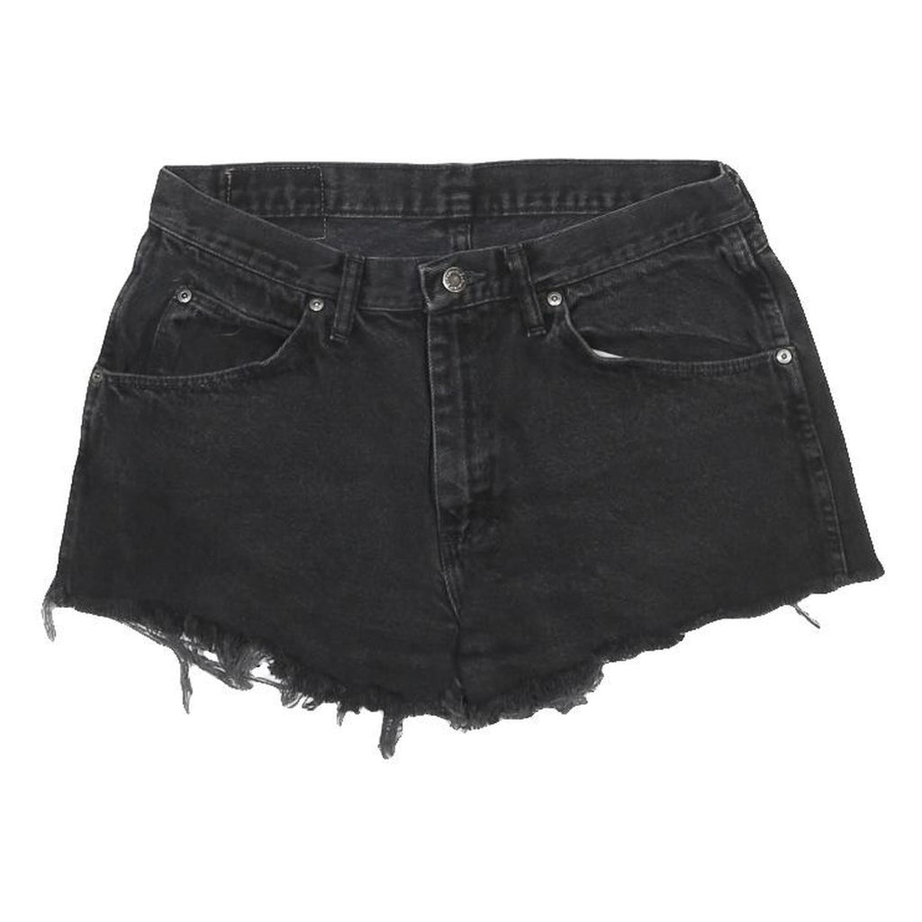 WRANGLER Womens Black Denim Cut-Off Shorts L W33 Frayed Hem Casual