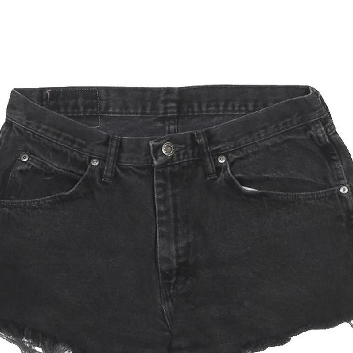 WRANGLER Womens Black Denim Cut-Off Shorts L W33 Frayed Hem Casual