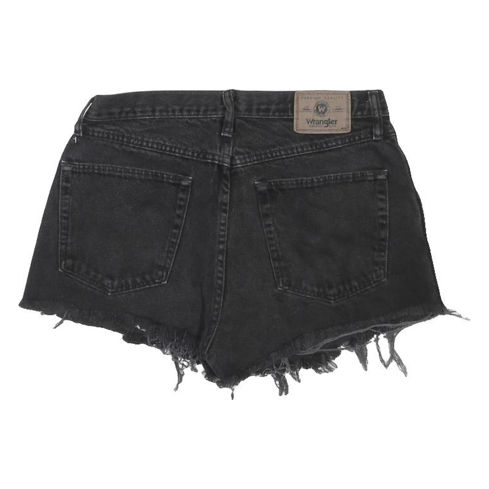 WRANGLER Womens Black Denim Cut-Off Shorts L W33 Frayed Hem Casual