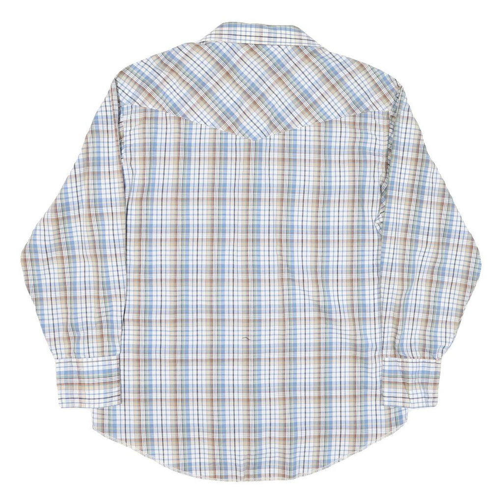 WRANGLER Mens Blue & Beige Check Shirt L Long Sleeve Western Casual Button