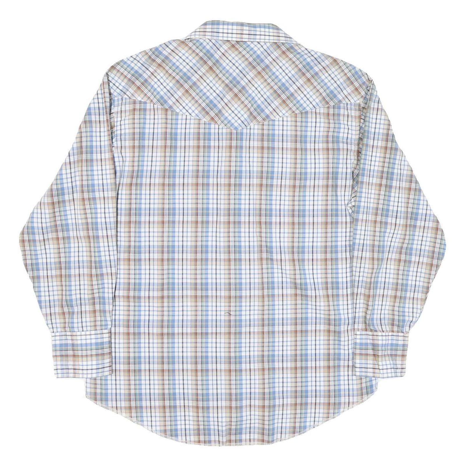 WRANGLER Mens Blue & Beige Check Shirt L Long Sleeve Western Casual Button