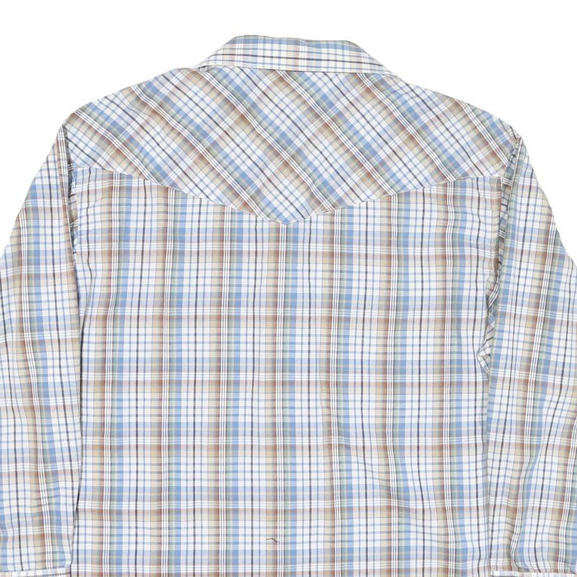 WRANGLER Mens Blue & Beige Check Shirt L Long Sleeve Western Casual Button