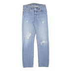 LEVI'S 501 Womens Jeans Blue Regular Straight Denim Light W28 L28 Distressed