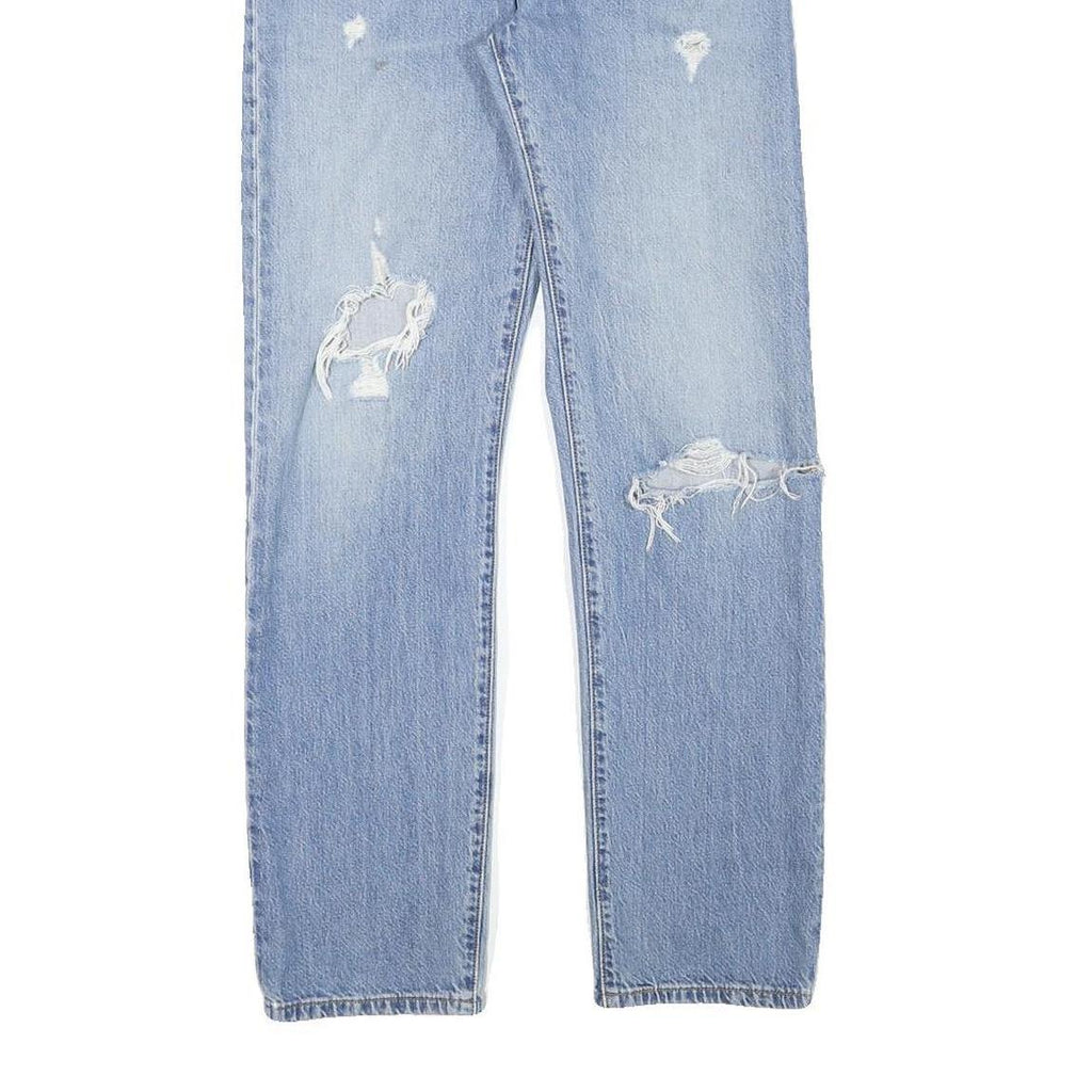 LEVI'S 501 Womens Jeans Blue Regular Straight Denim Light W28 L28 Distressed