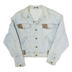 DRIVER Mens Light Blue Cotton Denim Jacket L Button Plain Casual Wear