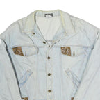 DRIVER Mens Light Blue Cotton Denim Jacket L Button Plain Casual Wear