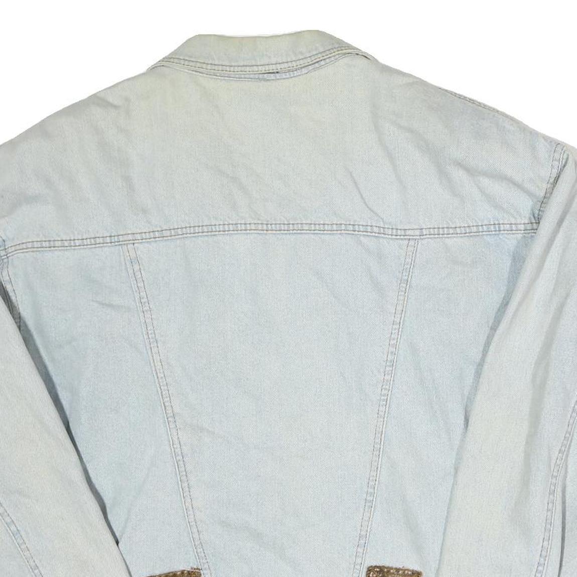 DRIVER Mens Light Blue Cotton Denim Jacket L Button Plain Casual Wear