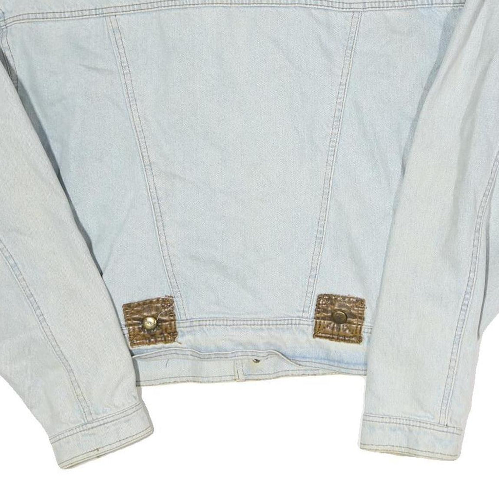 DRIVER Mens Light Blue Cotton Denim Jacket L Button Plain Casual Wear