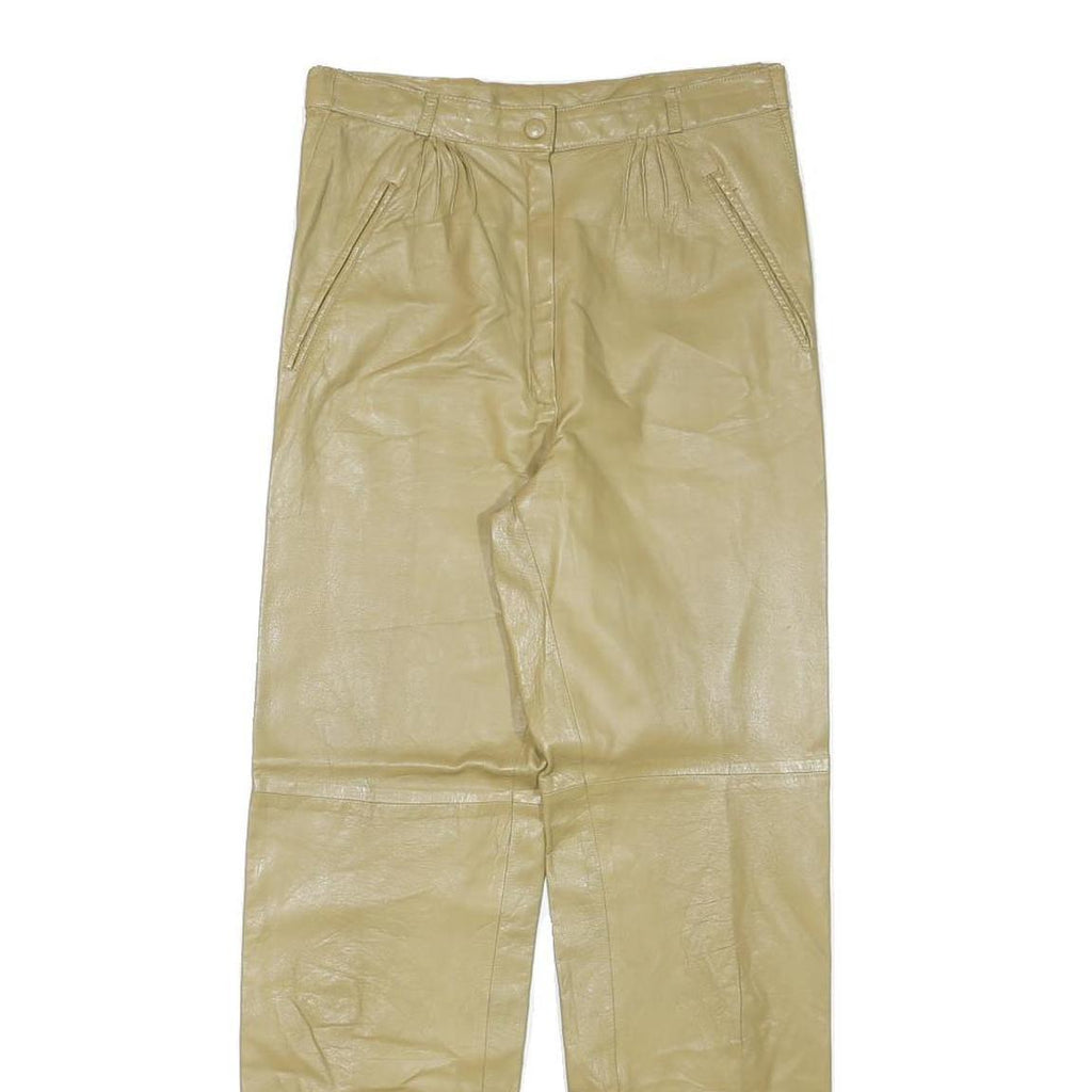 Womens Synthetic Beige Regular Fit Straight Leg Trousers W26 L28 Elegant Classic