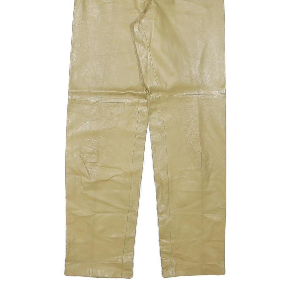 Womens Synthetic Beige Regular Fit Straight Leg Trousers W26 L28 Elegant Classic