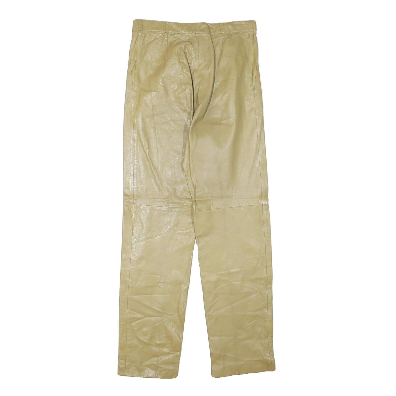 Womens Synthetic Beige Regular Fit Straight Leg Trousers W26 L28 Elegant Classic