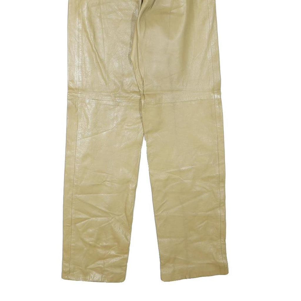 Womens Synthetic Beige Regular Fit Straight Leg Trousers W26 L28 Elegant Classic