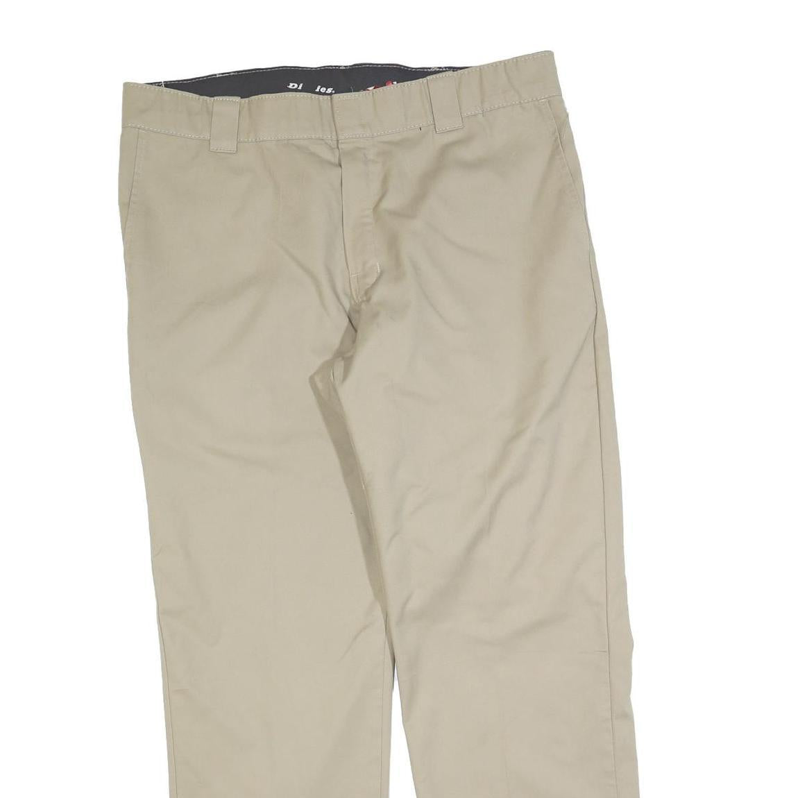 DICKIES Mens Regular Beige Cotton Blend Trousers W38 L32 Workwear Zip Closure