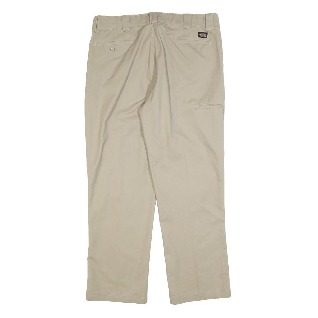 DICKIES Mens Regular Beige Cotton Blend Trousers W38 L32 Workwear Zip Closure